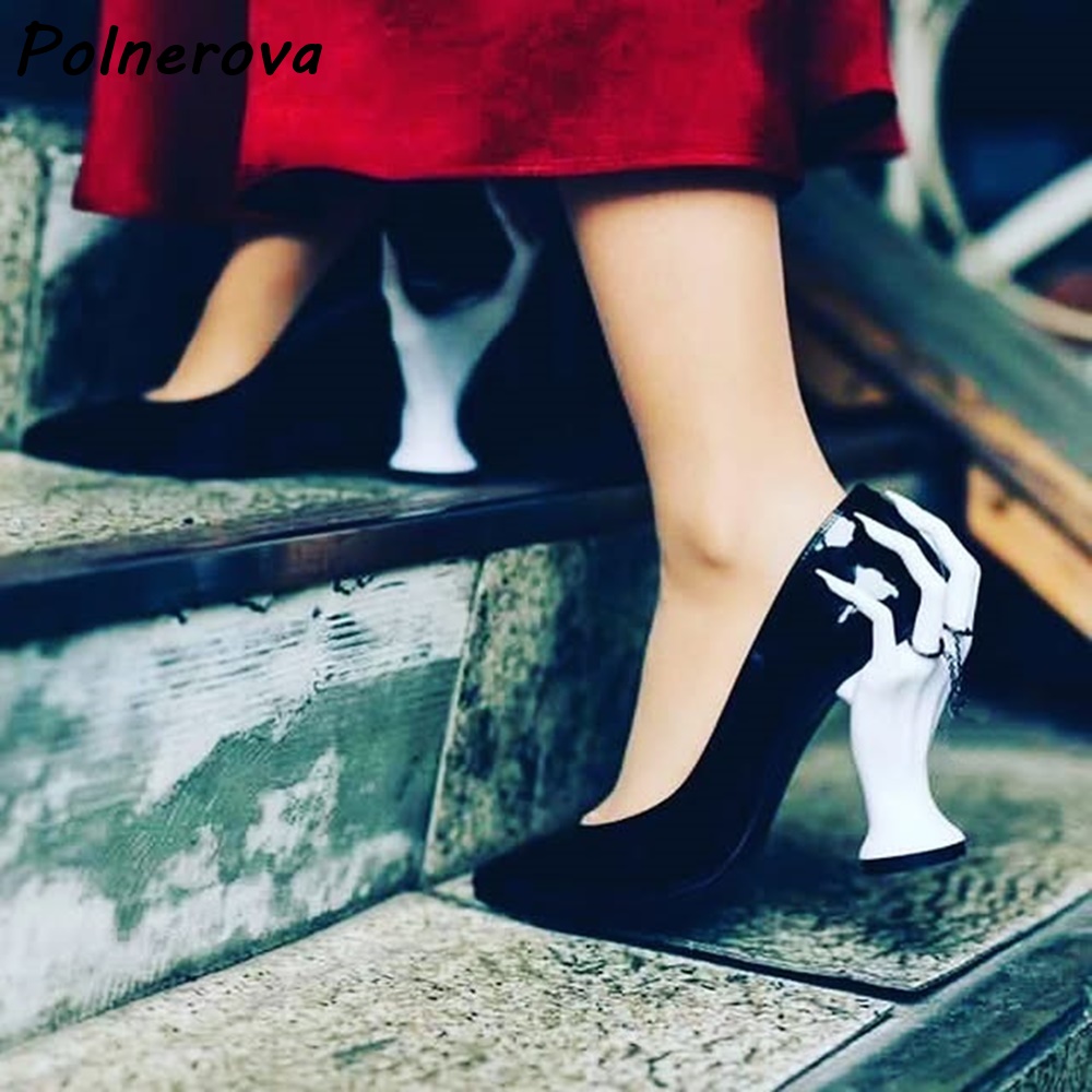 Women'S Shoes Hands Free - Szpilki z rzeźbioną ręcznie robioną aplikacją