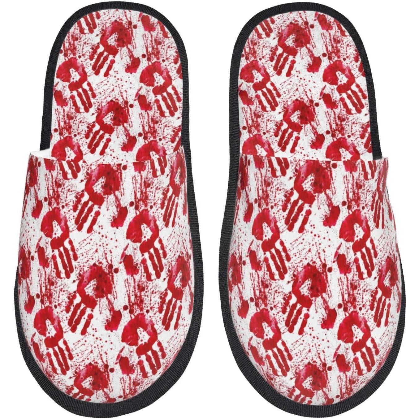 Women'S Shoes Hands Free - Kapcie damskie z nadrukiem krwawych odcisków