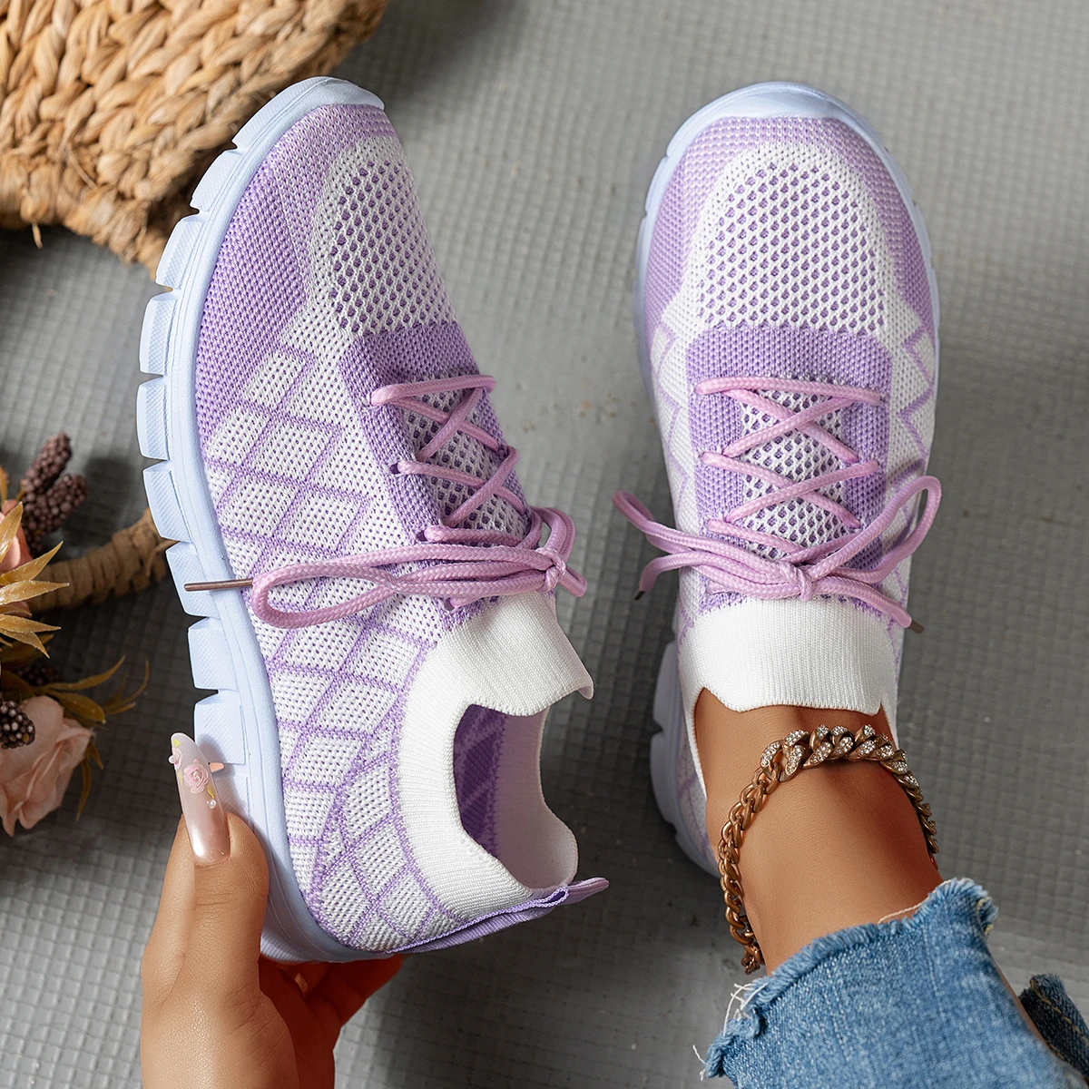 Women'S Shoes Hey Dude - Damskie dzianinowe sneakersy z wzorem rombów,