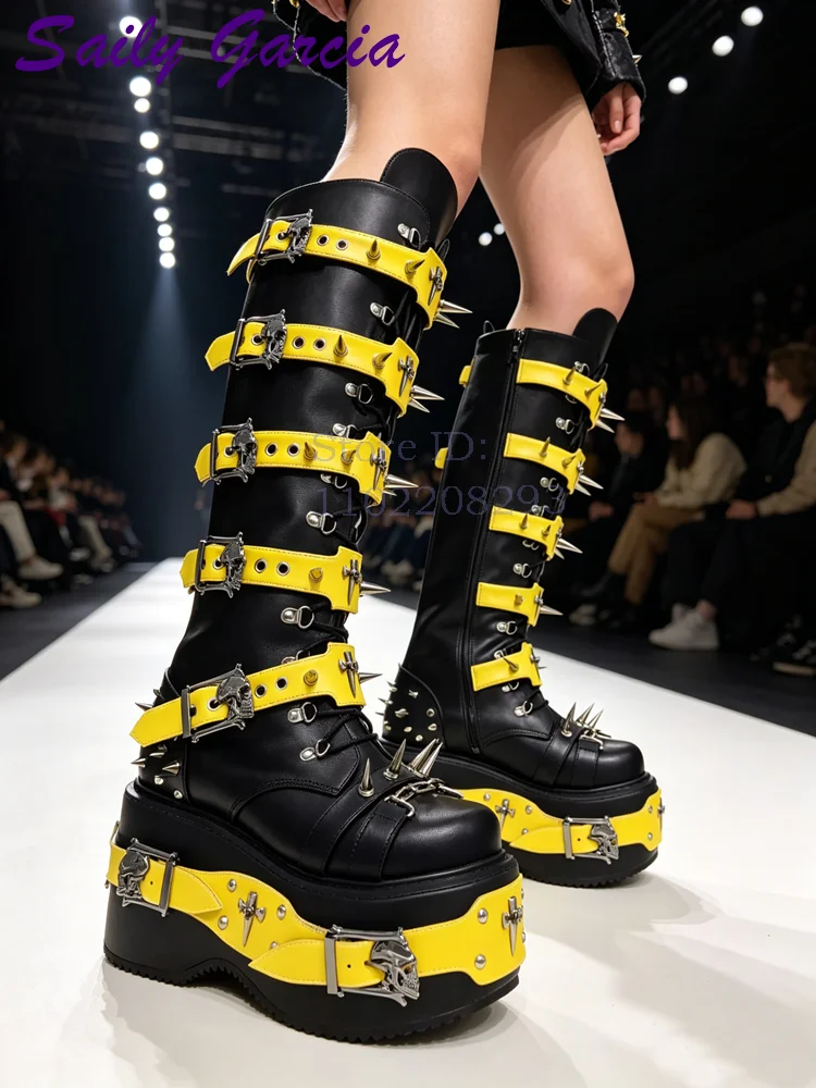 Women Shoes Size Chart - Botki do kolan w stylu punk