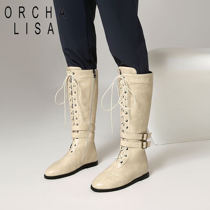Women'S Shoes Hands Free - ORCHA LISA Beżowe Damskie Wysokie Długie