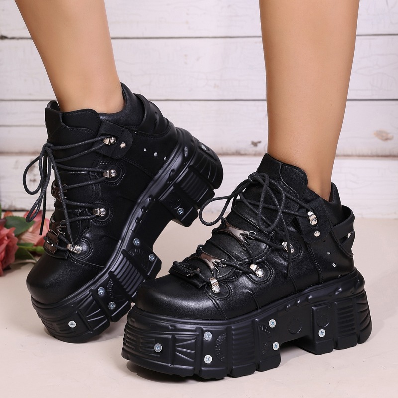 Women Shoes Size Chart - Nowe Damskie Buty Punkowe Sznurowane Obcas