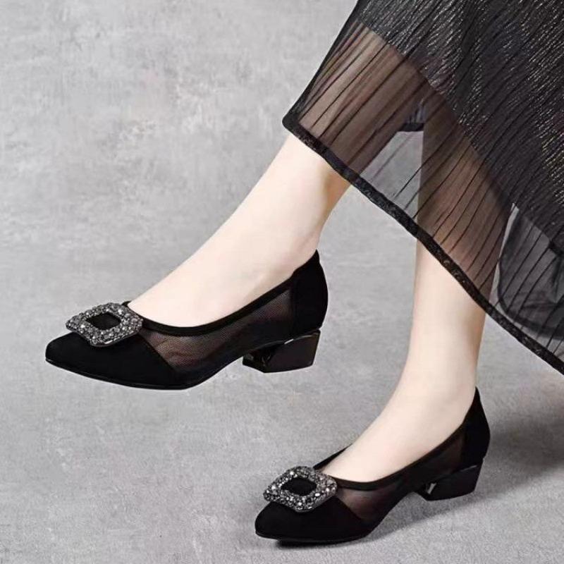 Women'S Shoes Temu - Eleganckie czółenka z ostrym noskiem, siateczkowym