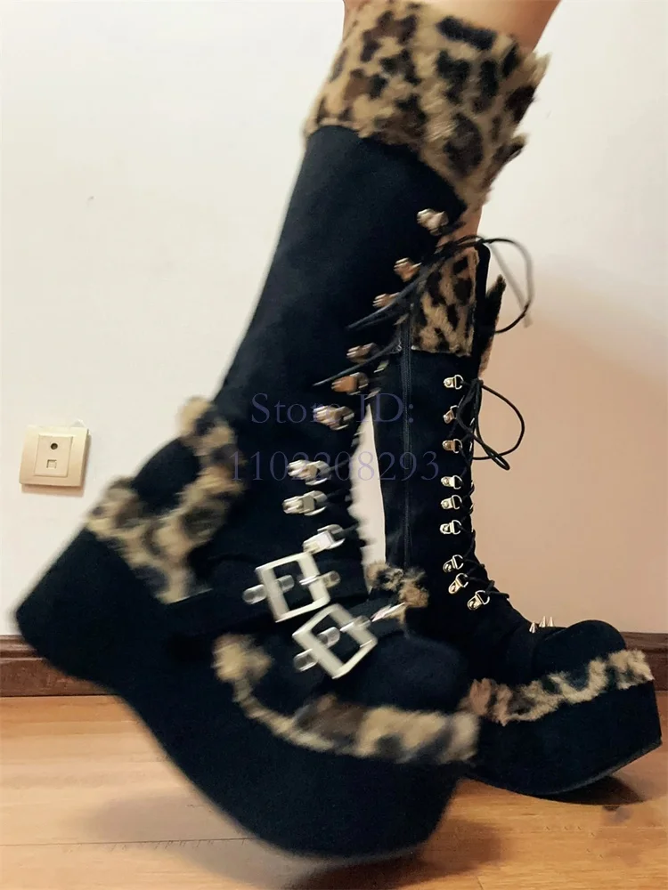 Leopard Fur Knee-high Boots So – Women Shoes Size Chart recenzja i cena