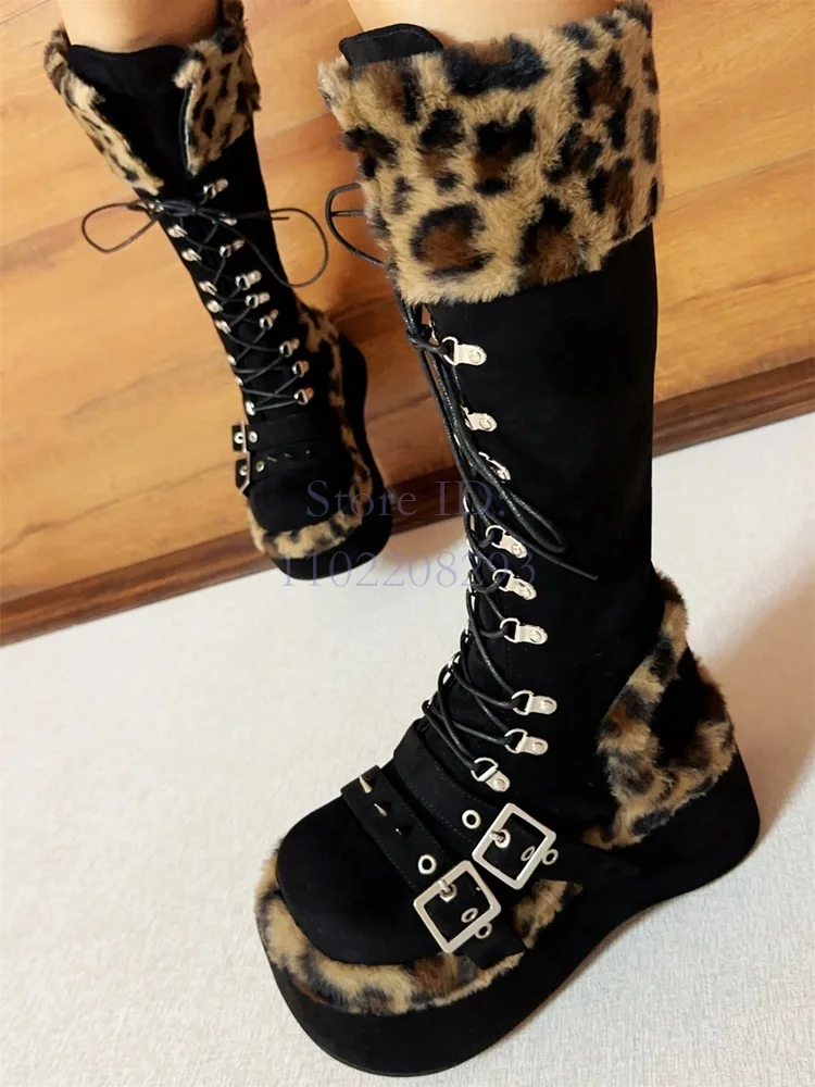 Leopard Fur Knee-high Boots So – Women Shoes Size Chart recenzja i cena
